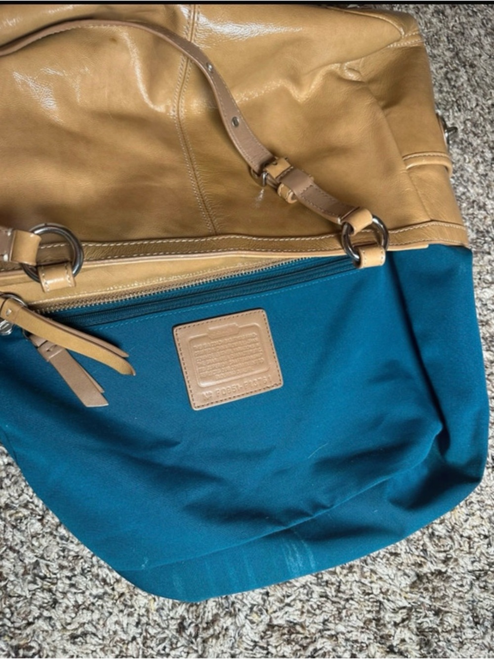 Coach Leather Pleated Tote Shoulder Bag Tan Hangtag Classic Purse - Picture 5 of 8